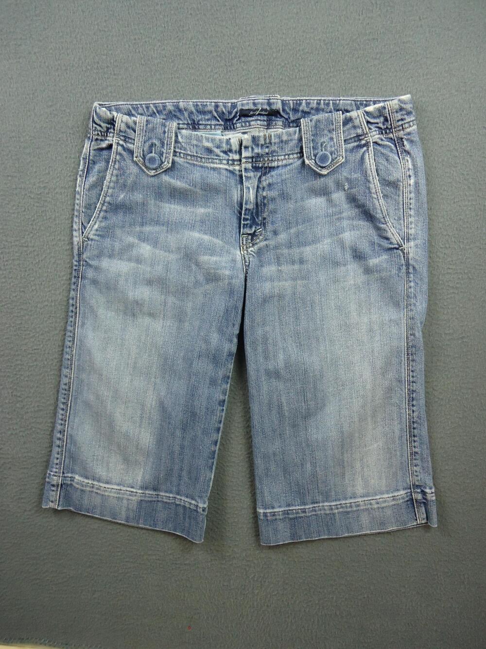 7 For All Mankind Shorts Womens 30 Denim Long Bermuda LowRise Stretch Casual USA